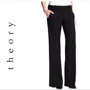 Theory 80001296 Stretch Wool Wide Leg Flare Career Dress Pants, Trousers.